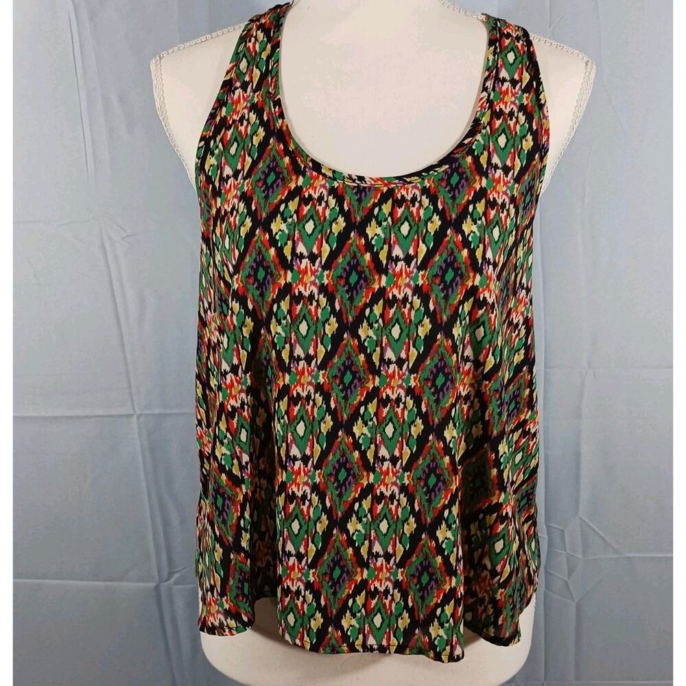 Soprano Tank Top Medium Woman’s Colorful Geometric Sleeveless Blouse